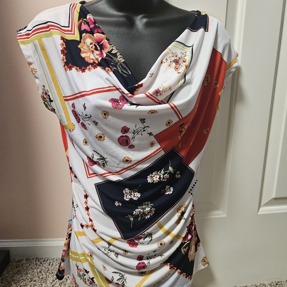New York & Company 7th Studio Design Vibrant Floral Patchwork Top